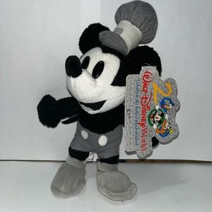 Walt Disney Old School Mickey Mouse Stuffed Toy Black & White with original tag